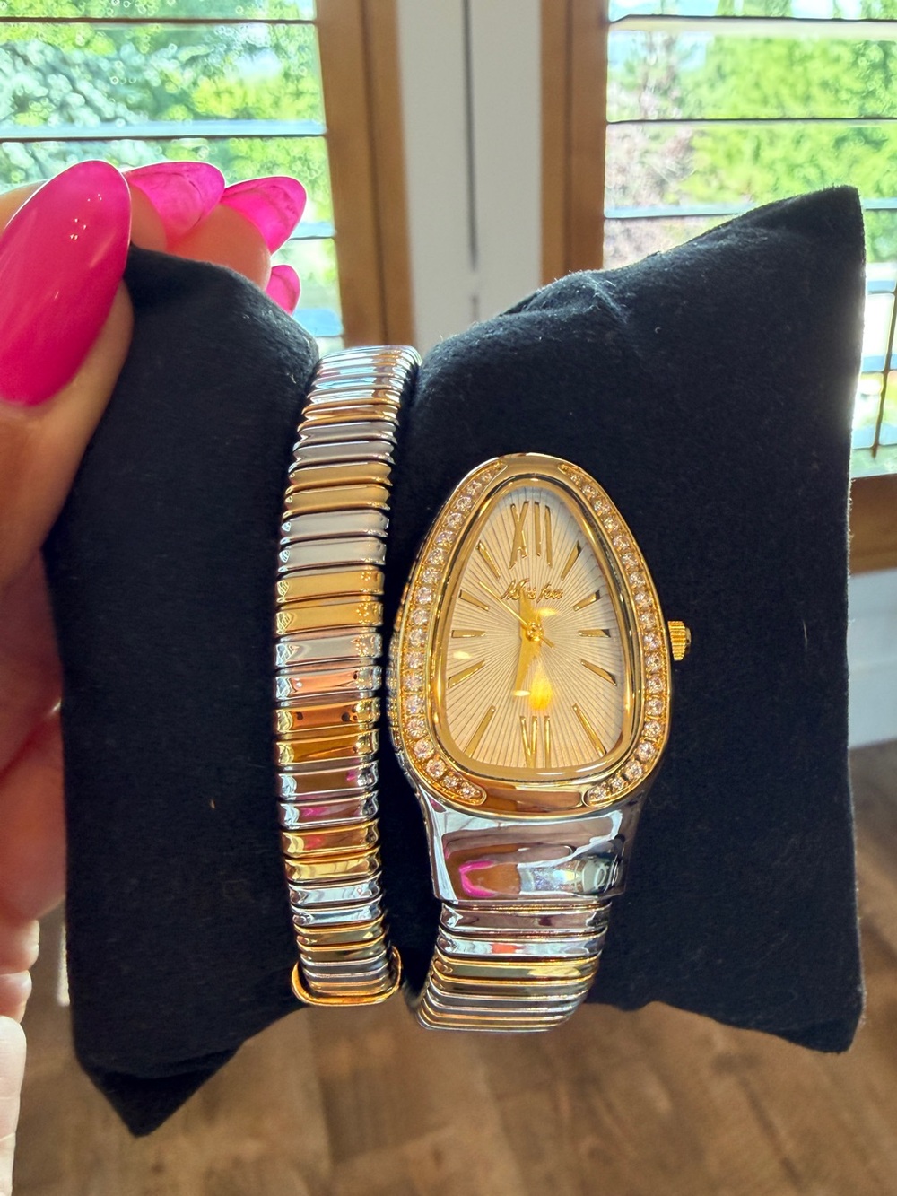 Two-Tone Gold & Silver Snake Head Watch